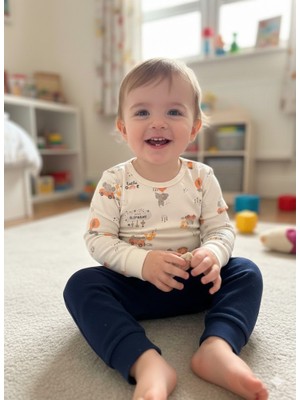 Şimo Butik Kız Erkek Çocuk Bebek Uzun Kollu Çıtçıtlı Body-Badi %100 Organik Pamuk 3.5-4-5-6 Yaş Organik Little One Elephant