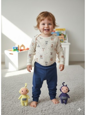 Şimo Butik Kız Erkek Çocuk Bebek Uzun Kollu Çıtçıtlı Body-Badi %100 Organik Pamuk 3.5-4-5-6 Yaş Organik Aslan