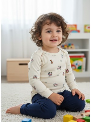 Şimo Butik Kız Erkek Çocuk Bebek Uzun Kollu Çıtçıtlı Body-Badi %100 Organik Pamuk 3.5-4-5-6 Yaş Organik Kardan Adam