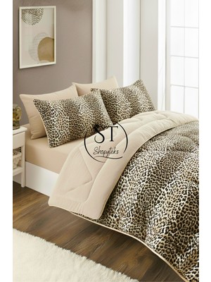 Çift Kişilik Leopar Welsoft Yorgan Çift Taraflı 195X215