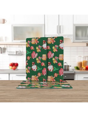 Decovetro Cam Sunum Servis Tabağı 3'lü Dikdörtgen Set Noel Yılbaşı Desenli