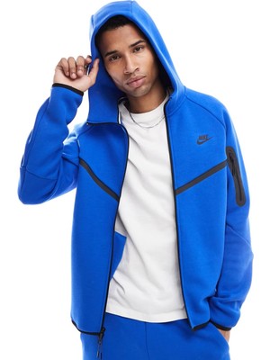 Nike Tech Fleece Full Zip Windrunner Hoodie Kapüşonlu Unisex Sweatshirt Mavi