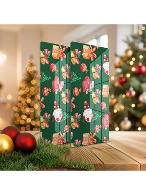Decovetro Cam Kahve Sofra Sunum Tablası 2'li Set Noel Yılbaşı Desenli 30 x 15 cm