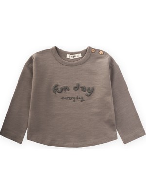 Nakışlı Sweatshirt 1-5 Yaş Vizon