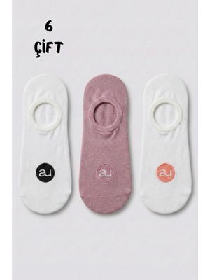 Allunique Penye Pamuk 6'lı Pembe Koyu Pembe Asorti Görünmez Sneaker Çorap