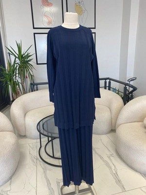 Nuss Çizgi Dokulu Pantolon Tunik Takım