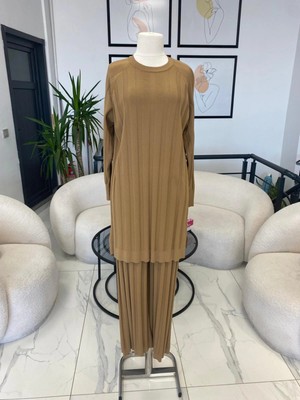 Nuss Çizgi Dokulu Pantolon Tunik Takım