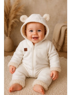 Aki Moda Kids Kız Erkek Bebek Içi  Welsoft Dışı Kadife Kalın Kışlık Astronot Tulum