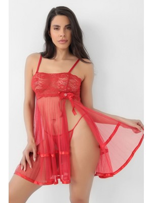 Marsilyan Kırmızı Şifon Pileli GECELIK-835