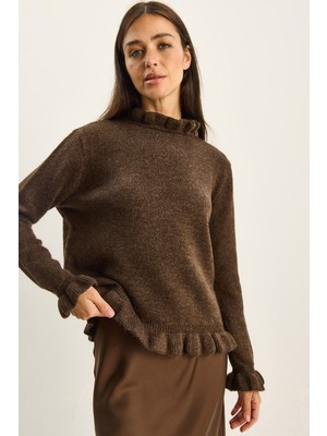 Shade Kadın Fırfır Yaka Detaylı Triko Kazak