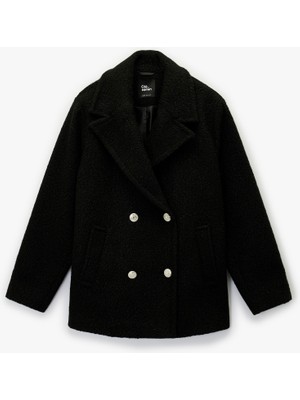 Koton Kadın Buklet Kaban Uzun Kollu Düğmeli Cepli Polyester Regular Fit Kışlık