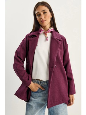 Shade Kadın Kruvaze Yaka Cep Detaylı Kaşe Blazer Ceket