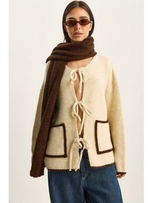 Shade Kadın Önden Bağlamalı Cep Detaylı Triko Hırka