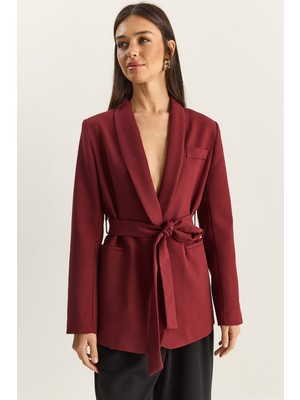 Shade Kadın Şal Yaka Astarlı Kuşaklı Blazer Ceket