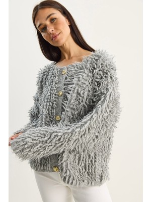 Shade Kadın Oversize Saçaklı Triko Hırka