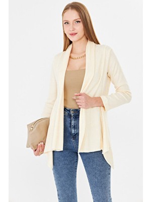 Armonika Kadın Ekru Desenli Triko Salaş Hırka ARM-26K001006