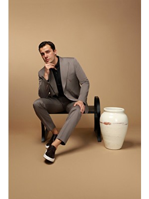 Kiğılı 7 Drop Slim Fit Dar Kesim Pamuklu Lyocell Kruvaze Takım Elbise