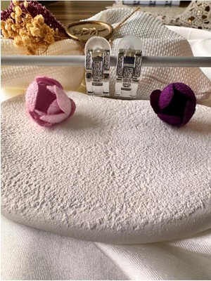 H&S Aksesuar Kalın Zirkon Taşlı Küpe