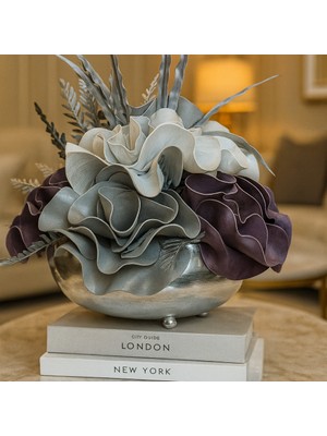 Lüks Büyük Gazoz Model - Latex Aranjman - Metal Gümüş Saksı