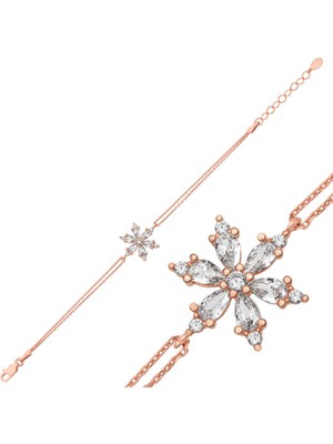 Aya Diamond Gümüş Rose Beyaz Lotus Çiçeği Kadın Bileklik