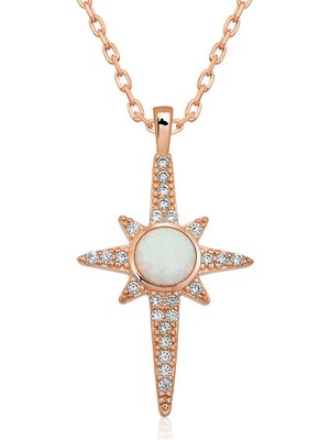 Aya Diamond ​gümüş Beyaz Opal Taşlı Kuzey Yıldızı Kolye