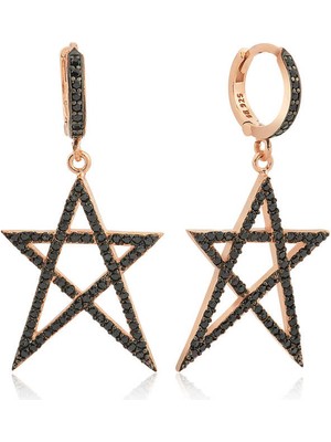 Aya Diamond Gümüş Siyah Yıldız Bayan Küpe