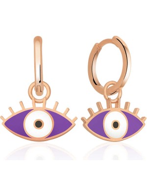 Aya Diamond Gümüş Fosforlu Mor Göz Küpe