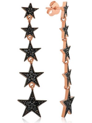 Aya Diamond Gümüş Siyah Kayan Yıldızlar Küpe