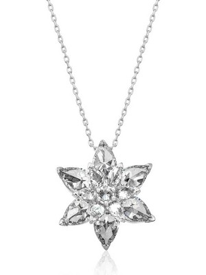 Aya Diamond Gümüş Beyaz Lotus Çiçeği Bayan Kolye