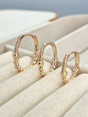 Duru Aksesuar Vip Seri Sarmal Model Üçlü Küpe