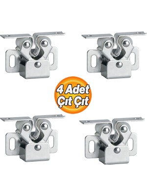 Badem10 Kelebek Çıt Çıt Dolap 4 Adet Kapak Tutucu Kapı Kilidi Güçlü Tutuş Paslanmaz Dayanıklı 4 Adet Set