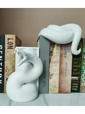 Yaratıcı Sanatlar Atölyesi 2 Parçalı Gerçek Ayrıntılara Sahip Yılan Kitap Tutucu Kitap Tutucu Book Nook Taş Döküm Ağır Ürün