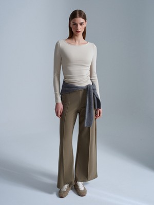 Dilvin 71941 Beli Lastikli Geniş Paça Eşofman-Açık Haki