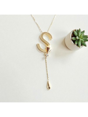 Nova Grup S Harfli Zirkon Tektaşlı Uzak Şehir Alya 14 Ayar Altın Kolye