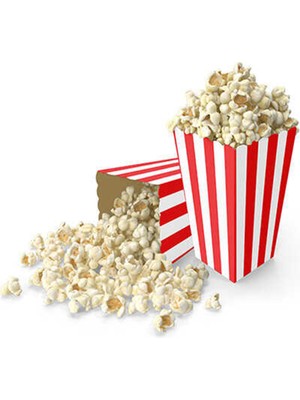 Parti Pera Kırmızı Beyaz Çizgili Mısır Kutusu Popcorn 8 Adet