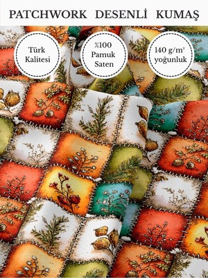 Fabricstown %100 Pamuk Saten Patchwork Kumaş – 155×100 cm – Dikiş ve Dıy Için