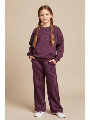 Modanino Kız Çocuk Taş Süslemeli-2 Iplik- Alt-Üst Takım-3/5 Yaş 12451