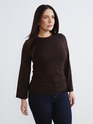 Soulife Büyük Beden Bisiklet Yaka Büzgülü Body