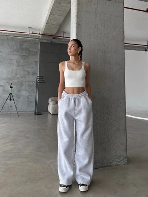 Mesga Butik 3 Iplik Şardonlu Oversize Eşofman Gri