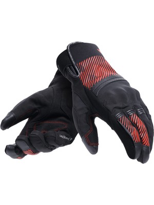 Dainese Fulmine D-Dry Su Geçirmez Kışlık Motosiklet Eldiveni Siyah Kırmızı Deri M Beden