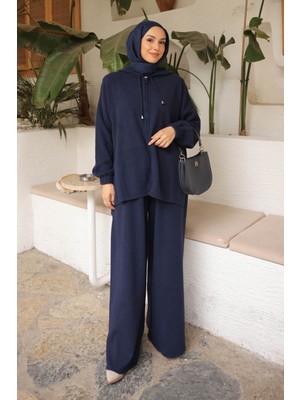 İmaj Butik Lacivert Angora Yumoş Hırka Pantolonlu Takım