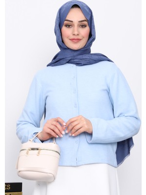 İmaj Butik Bebe Mavi Düğmeli Dokulu Hırka