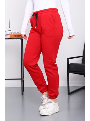 İmaj Butik Kırmızı Üç İplik Şardonlu Eşofman Altı