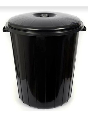Hürpa Tedarik Battal Cöp Kovası Kapaklı Siyah 50 Lt 1 Adet