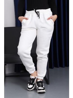 İmaj Butik Ekru Üç İplik Şardonlu Eşofman Altı