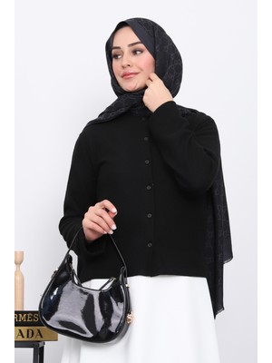İmaj Butik Siyah Düğmeli Dokulu Hırka