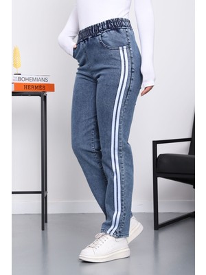 İmaj Butik Mavi Paça Düğmeli Kot Pantolon