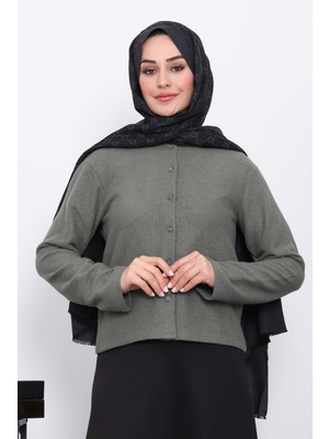 İmaj Butik Haki Düğmeli Dokulu Hırka