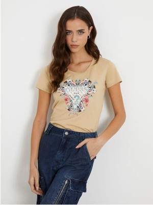 Guess Flowers Triang Kadın Slim Fit T-Shirt W4RI38J1314