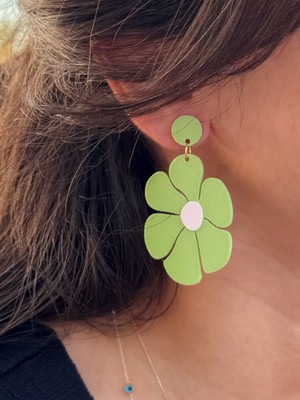 Happiears Yeşil Çiçek Özel Tasarım Küpe